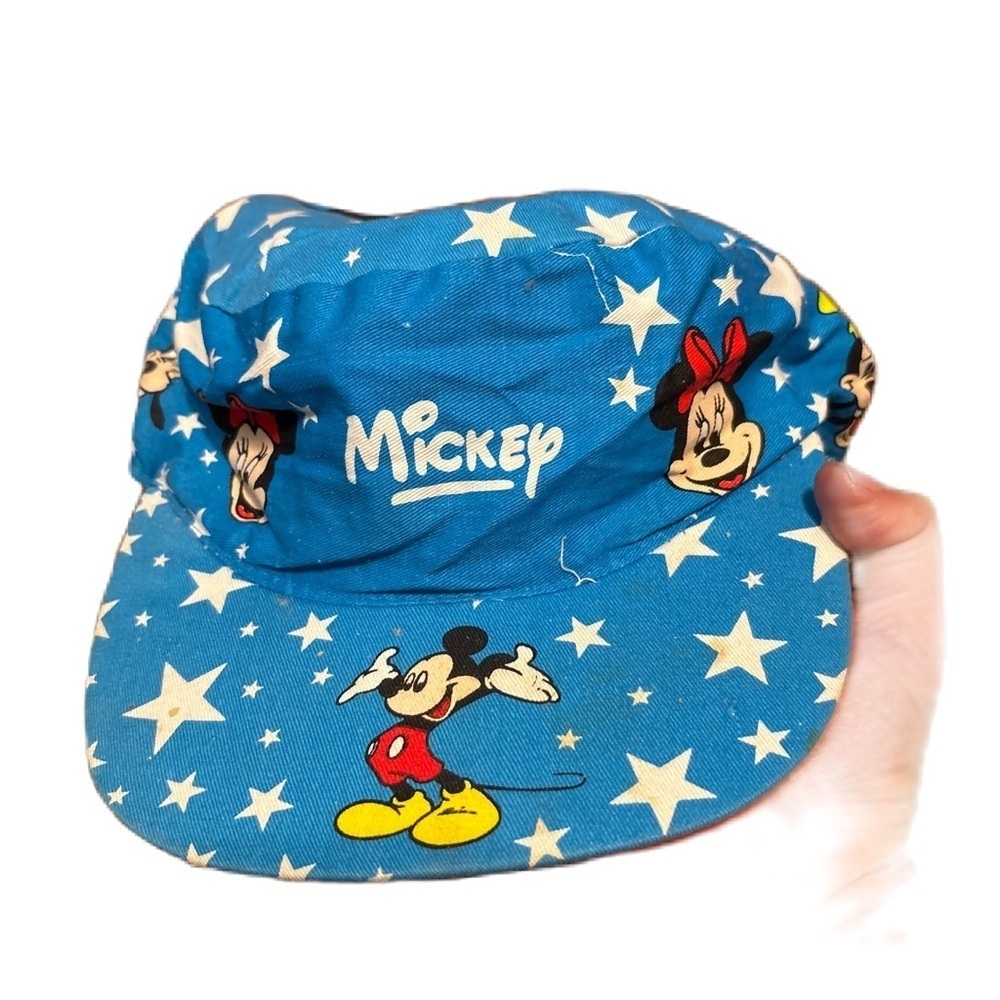 Vintage Mickey Mouse Hat Retro Blue Painters Cap Disney Character Stars Child
